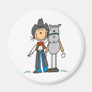 Stick Figuur Cowgirl met Horse Magnet