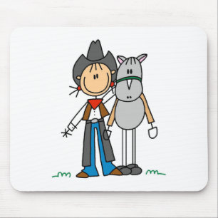 Stick Figuur Cowgirl met Horse Mousepad Muismat