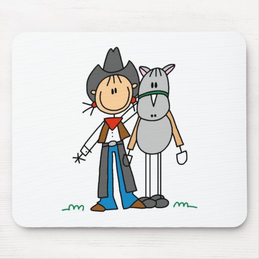 Stick Figuur Cowgirl met Horse Mousepad Muismat (Voorkant)