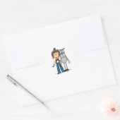 Stick Figuur Cowgirl met Horse Tshirts Ronde Sticker (Envelop)