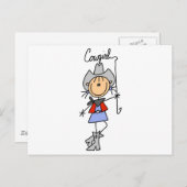 Stick Figuur Cowgirl met Lasso Briefkaart (Voorkant / Achterkant)