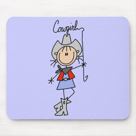 Stick Figuur Cowgirl met Lasso Muismat (Voorkant)