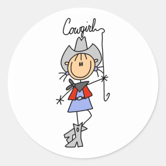 Stick Figuur Cowgirl met Lasso Stickers (Voorkant)