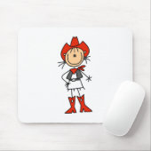 Stick Figuur Cowgirl Red Pet en Boots Mousepad Muismat (Met muis)
