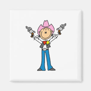 Stick figuur cowgirl sheriff magneet