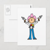 Stick Figuur Cowgirl Sheriff Tshirts Briefkaart (Voorkant / Achterkant)