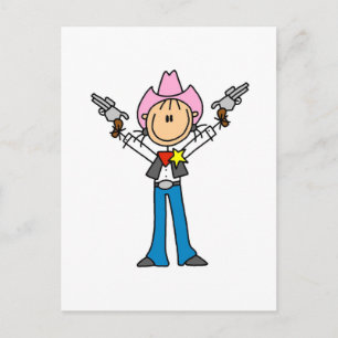 Stick Figuur Cowgirl Sheriff Tshirts Briefkaart