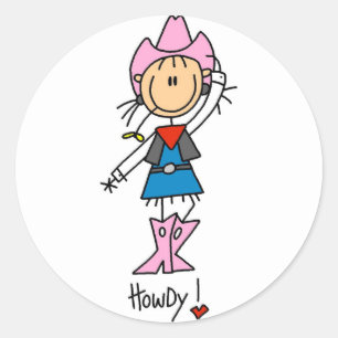 Stick Figuur Cowgirl T-shirts en cadeautjes Ronde Sticker