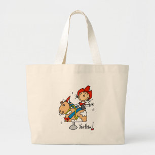 Stick Figuur Cowgirl Yee Haw Bag Grote Tote Bag