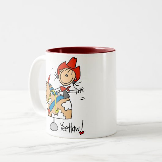 Stick Figuur Cowgirl Yee Haw Mok (Voorkant links)