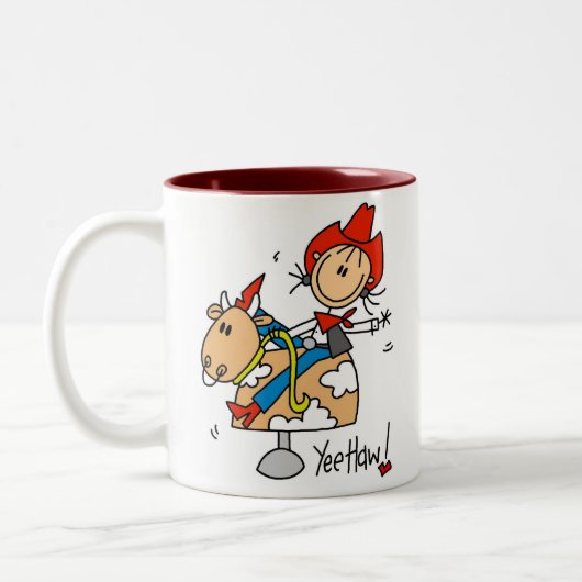 Stick Figuur Cowgirl Yee Haw Mok (Links)