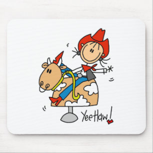 Stick Figuur Cowgirl Yee Haw Mousepad Muismat