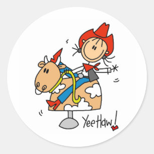 Stick figuur cowgirl yee haw Stickers
