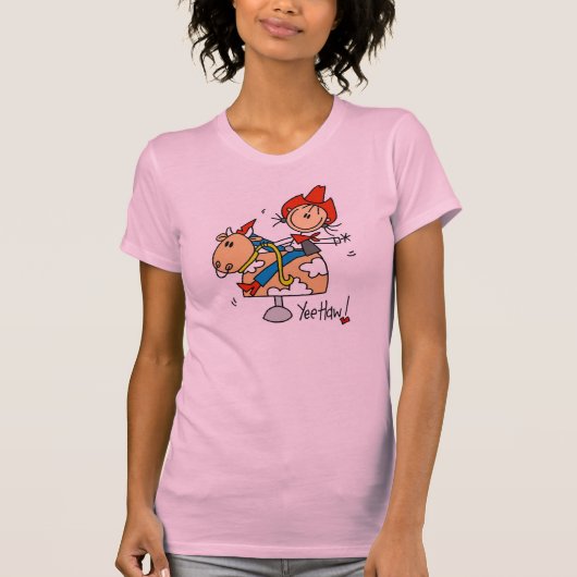 Stick Figuur Cowgirl Yee Haw T-shirt (Voorkant)