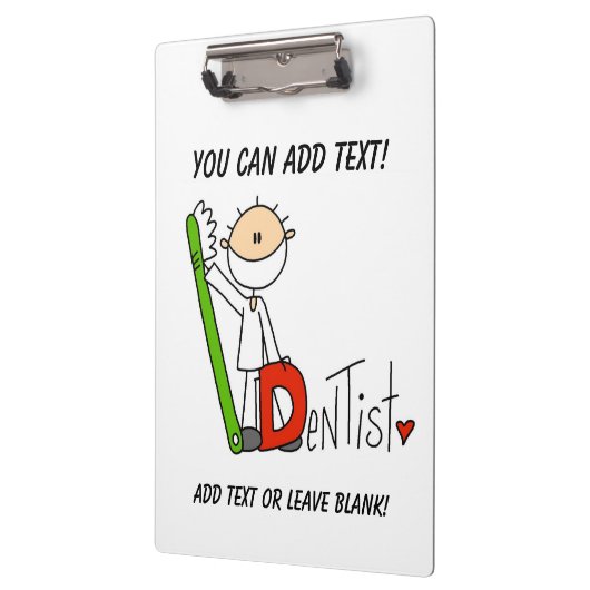 Stick Figuur D is voor Tandarts Klembord (Links)