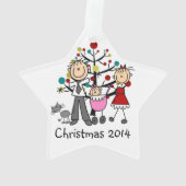 Stick Figuur Dad Baby Cat Acryllic Ornament (achterkant)