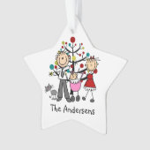 Stick Figuur Dad Baby Cat Acryllic Ornament (voorkant)