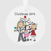 Stick Figuur Dad, mam, Baby Girl Acrylic Ornament (achterkant)