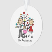 Stick Figuur Dad, mam, Baby Girl Acrylic Ornament (voorkant)