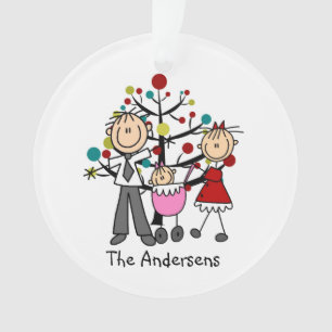 Stick Figuur Dad, mam, Baby Girl Acrylic Ornament