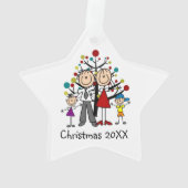 Stick Figuur Dad, mam, Girl, Boy Acrylic Ornament (achterkant)