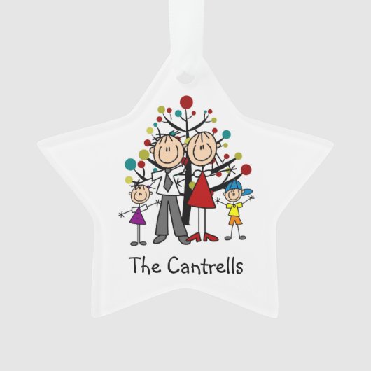 Stick Figuur Dad, mam, Girl, Boy Acrylic Ornament (voorkant)