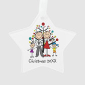 Stick Figuur Dad, mam, Girl, Boy Acrylic Ornament (achterkant)