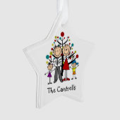 Stick Figuur Dad, mam, Girl, Boy Acrylic Ornament (voorkant)
