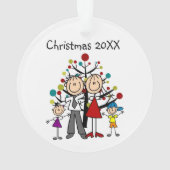 Stick Figuur Dad, mam, Girl, Boy Acrylic Ornament (achterkant)