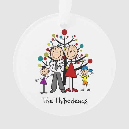 Stick Figuur Dad, mam, Girl, Boy Acrylic Ornament (voorkant)