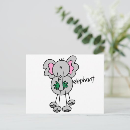 Stick Figuur Elephant Tshirts and Gifts Briefkaart (Staand voorkant)