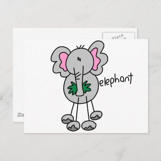 Stick Figuur Elephant Tshirts and Gifts Briefkaart (Voorkant / Achterkant)