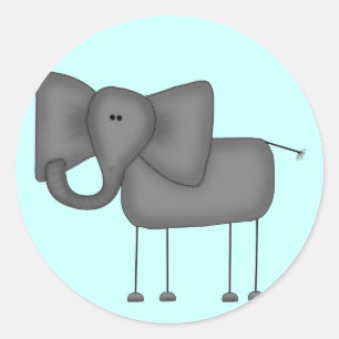 Stick Figuur Elephant Tshirts and Gifts Ronde Sticker