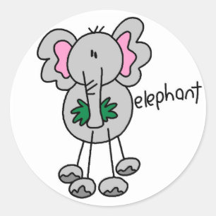 Stick Figuur Elephant Tshirts and Gifts Ronde Sticker
