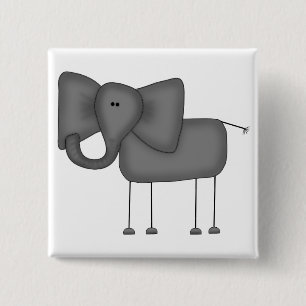 Stick Figuur Elephant Tshirts and Gifts Vierkante Button 5,1 Cm