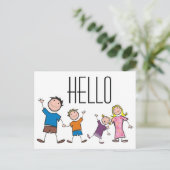 Stick Figuur familie Briefkaart (Staand voorkant)
