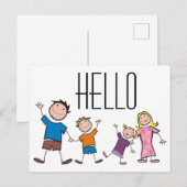 Stick Figuur familie Briefkaart (Voorkant / Achterkant)
