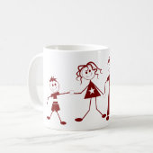 Stick figuur Familie Koffie Mok (Voorkant links)