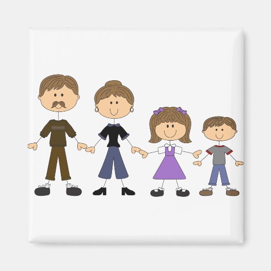 Stick Figuur familie Magneet (Voorkant)