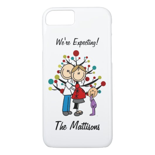 Stick figuur familie meisje verwachten aangepaste  Case-Mate iPhone case (Achterkant)