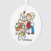 Stick Figuur Familie met Dog Acryl Ornament (voorkant)