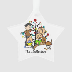 Stick Figuur Familie met Dog Acryl Ornament