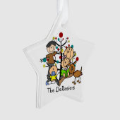 Stick Figuur Familie met Dog Acryl Ornament (voorkant)