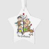 Stick Figuur Familie met Dog Acryl Ornament (voorkant)