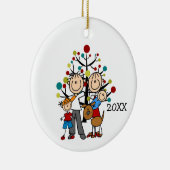 Stick Figuur Familie met Dog Ceramic Ornament (Rechts)