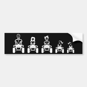 Stick Figuur Familie op ATV's Bumpersticker