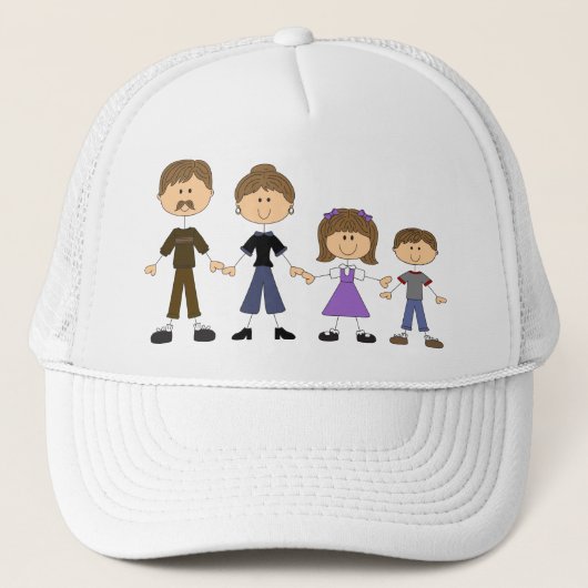 Stick Figuur familie Trucker Pet (Voorkant)