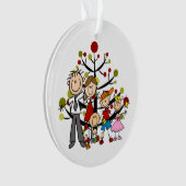Stick Figuur Familie van 5 Acryl Ornament (voorkant)