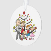 Stick Figuur Familie van 5 Acryl Ornament (voorkant)