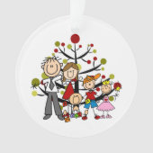 Stick Figuur Familie van 5 Acryl Ornament (voorkant)
